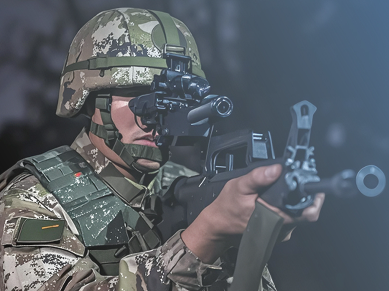 Soldier with dismounted infrared vision equipment
