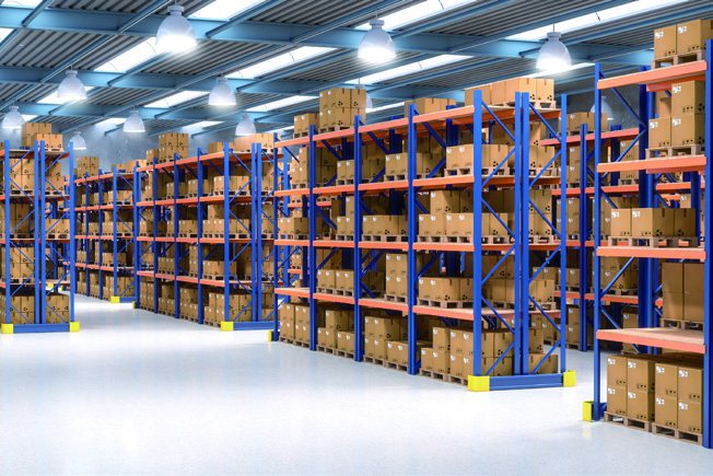 Warehouse racking used for battery and goods storage
