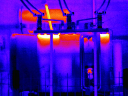 Thermal image of transformer bushings