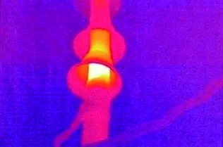 Thermal image of a disconnect switch contact showing a hot joint