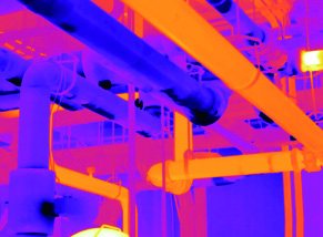 Thermal image of industrial process piping