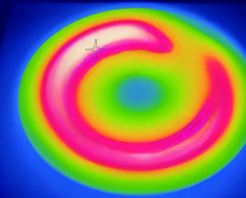 Thermal image of a heated ring sample showing heat distribution
